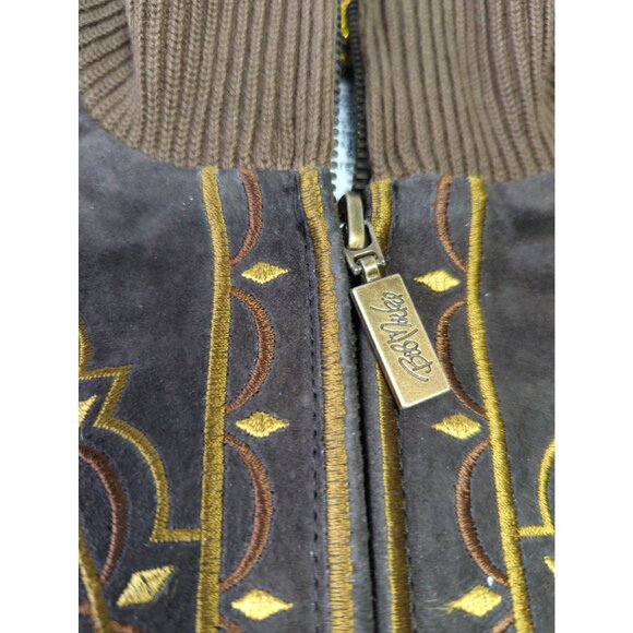 Vintage Bob Mackie Womens Medium Suede Jacket Embroidered Chocolate Brown New - Picture 9 of 12